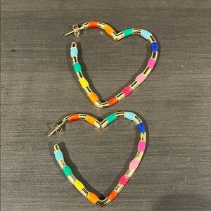 Colorful Heart Hoop Earrings